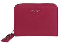 YSL Rive Gauche Zip Wallet,Leather,Pink,GUE4146611218,DB,3